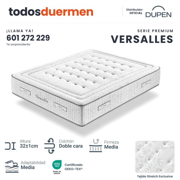 Colchón Versalles de Dupen, 32 cm, muelles ensacados