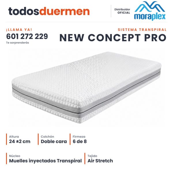 Colchón New Concept Pro Moraplex · Sistema Transpiral · Distribuidor oficial Moraplex · TodosDuermen
