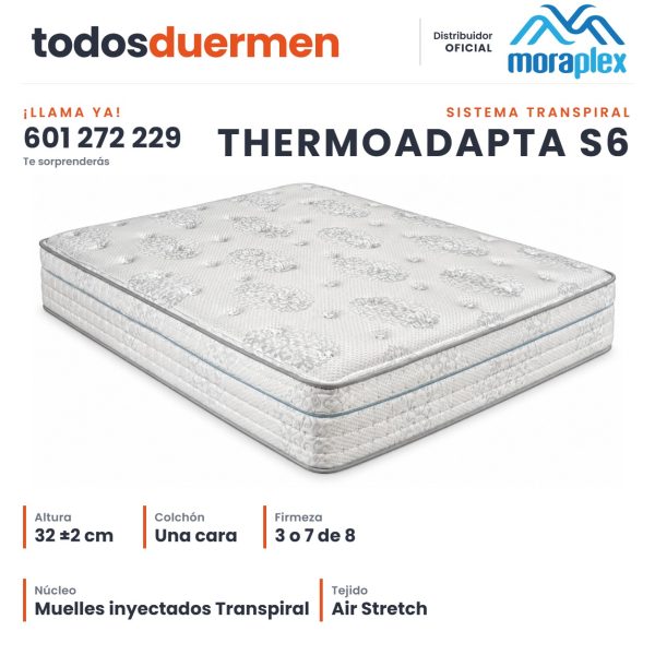 Colchón Thermoadapta S6 Moraplex · Sistema Transpiral · Distribuidor oficial Moraplex · TodosDuermen